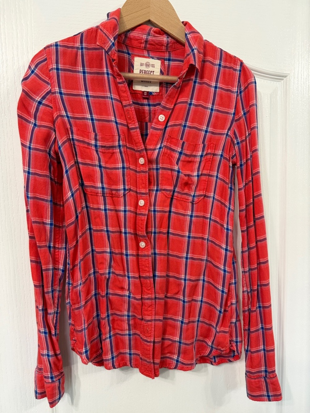 Red Plaid Button-Up Shirt